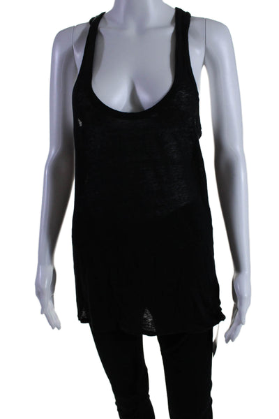 Majestic Filatures Womens Linen Sleeveless Pullover Tank Top Black Size 3