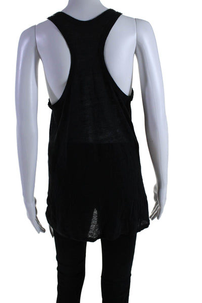 Majestic Filatures Womens Linen Sleeveless Pullover Tank Top Black Size 3