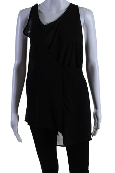 Rag & Bone Womens Overlay Sleeveless Tank Top Black Cotton Blend Size Large