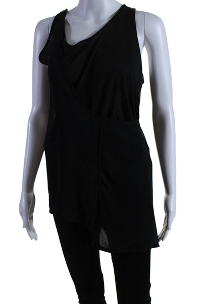 Rag & Bone Womens Overlay Sleeveless Tank Top Black Cotton Blend Size Large