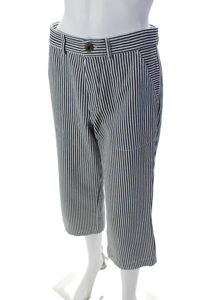 Chloe Womens High Rise Striped Straight Leg Pants Blue White Size 36