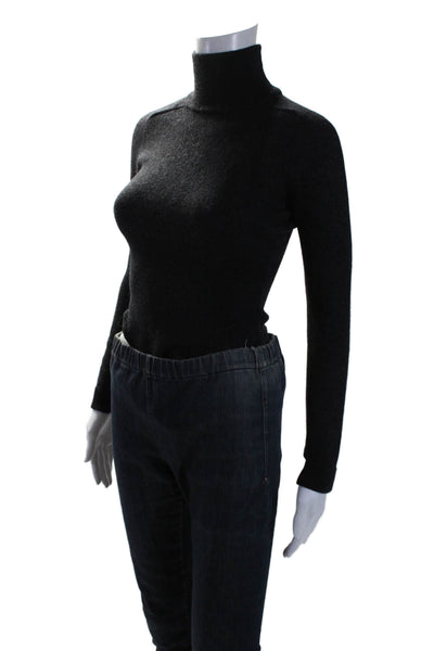 DKNY Womens Wool Stretch Knit Long Sleeve Turtleneck Bodysuit Top Gray Size P