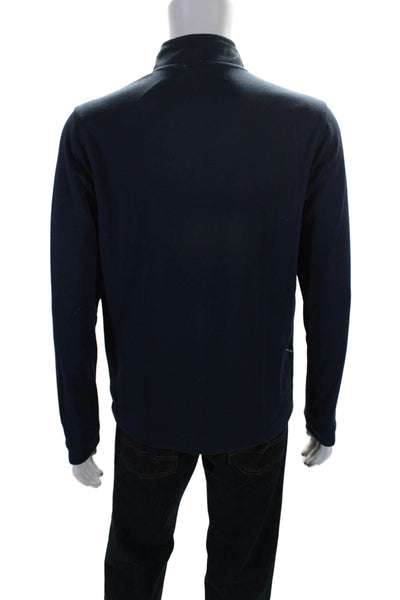 Rhone Mens Long Sleeve High Neck 1/2 Zip Thin Knit Sweater Blue Medium