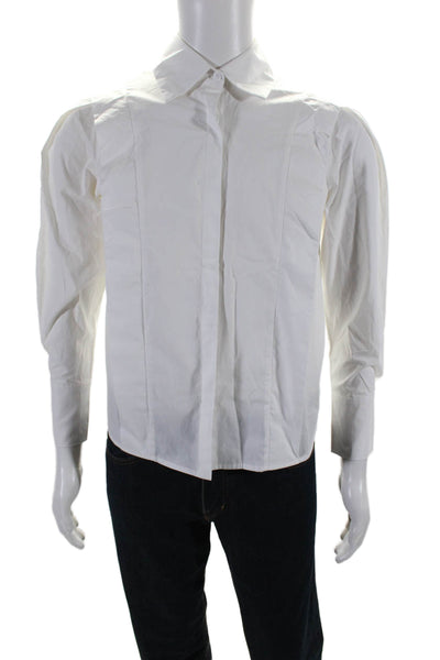 Commense Mens Long Sleeve Collared Button Down Shirt White Size XS