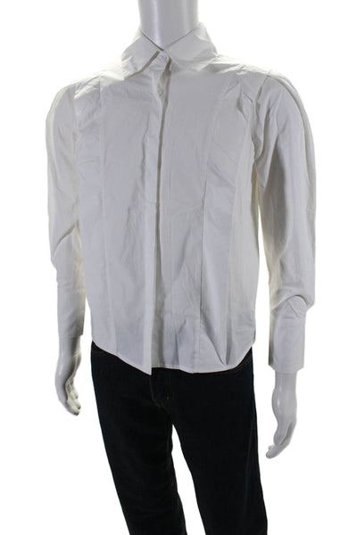 Commense Mens Long Sleeve Collared Button Down Shirt White Size XS