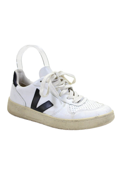 Veja Womens Low Top Lace Up Side Logo Sneakers Leather White Size 5