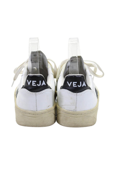 Veja Womens Low Top Lace Up Side Logo Sneakers Leather White Size 5