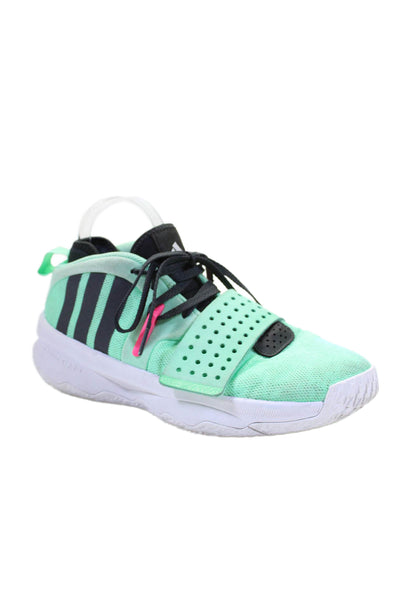 Adidas Mens Textured Lace Up Basketball Sneakers Mint Green Size 9