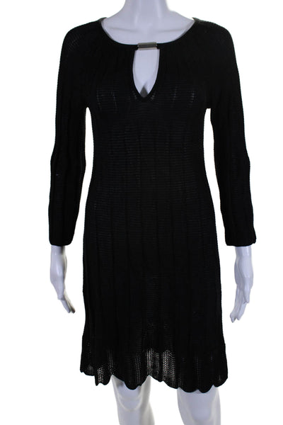 Missoni Womens Stretch Knit Cut Out Long Sleeve Mini Dress Black Size 38