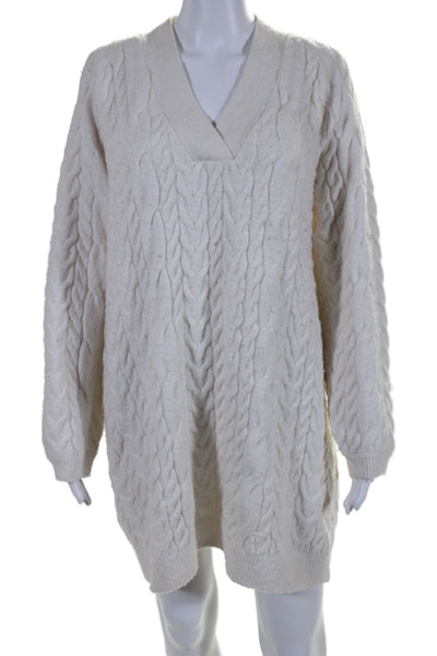 Los Angeles Atelier + Other Stories Womens Cable Knit Sweater Dress White Size M