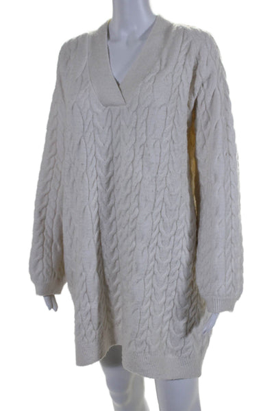 Los Angeles Atelier + Other Stories Womens Cable Knit Sweater Dress White Size M