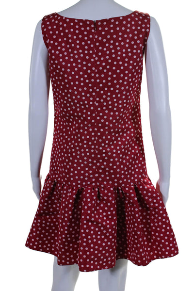 Valentino Womens Polka Dot Boat Neck Sleeveless Zip Up Mini Dress Red Size 46