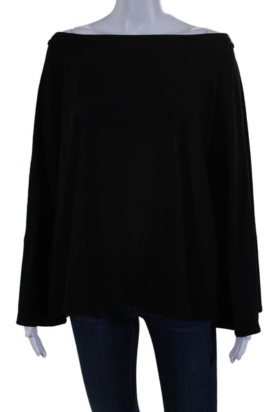 Susana Monaco Womens Round Neck Long Sleeve Pullover Blouse Top Black Size XL