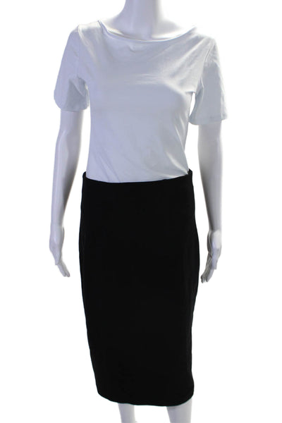 Vince Womens Back Zip Knee Length Pencil Skirt Black Wool Size 10