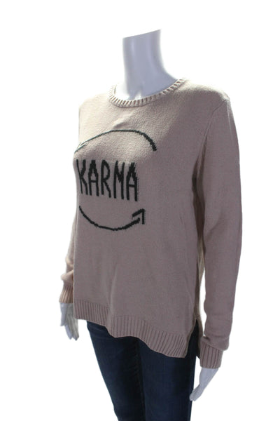 BCBGMAXAZRIA Women's Round Neck Long Sleeves Pullover Sweater Pink Size S