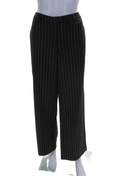 I Am Gia Womens Zipper Fly Mid Rise Pinstriped Pants Black White Size Small