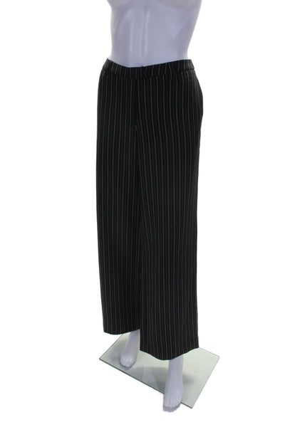 I Am Gia Womens Zipper Fly Mid Rise Pinstriped Pants Black White Size Small