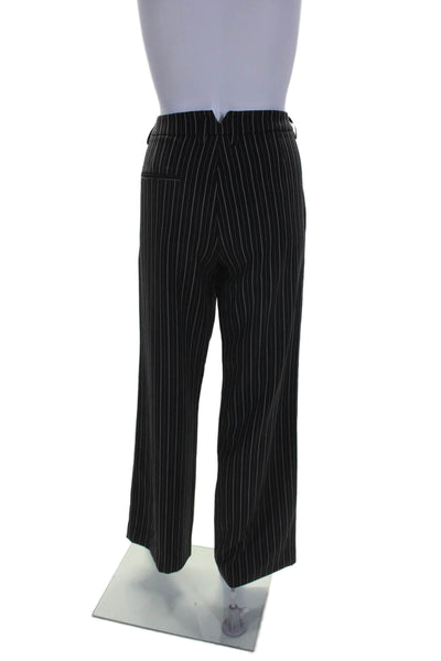 I Am Gia Womens Zipper Fly Mid Rise Pinstriped Pants Black White Size Small