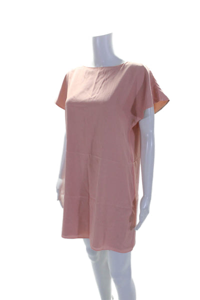 Marie Oliver Womens Silk Scoop Neck Slip On Straight Mini Dress Pink Size M