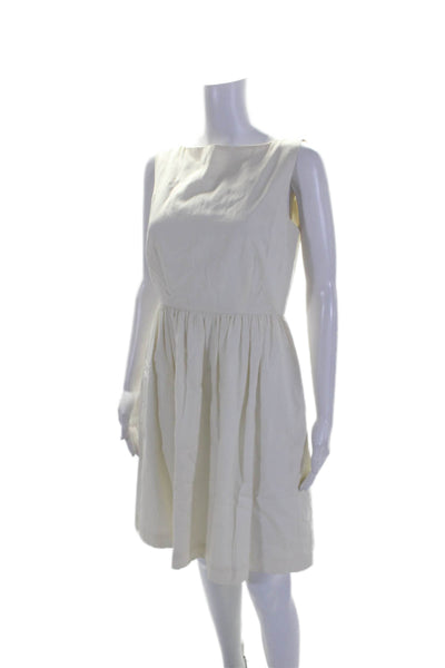 Lily Pulitzer Womens Sleeveless Zip Pleaded A-Line Short Dress Cream Size 6