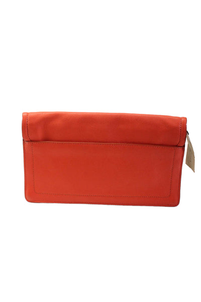 Cole Haan Womens Front Buckle Foldable Clutch Handbag Orange Medium