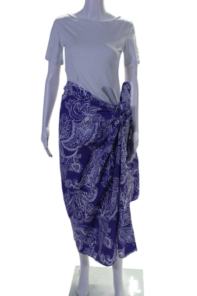 Tanya Taylor Womens Cotton Paisley Print Sarong Coverup Purple Size OS