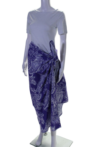 Tanya Taylor Womens Cotton Paisley Print Sarong Coverup Purple Size OS