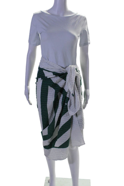 Tanya Taylor Womens Cotton Geometric Print Sarong Coverup White Size OS