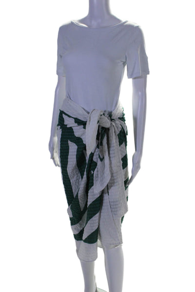 Tanya Taylor Womens Cotton Geometric Print Sarong Coverup White Size OS