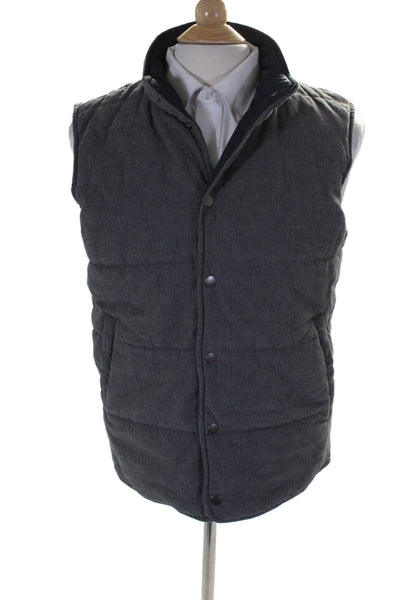 Brooks Brothers Mens Button Front Herringbone Vest Jacket Gray Size Medium