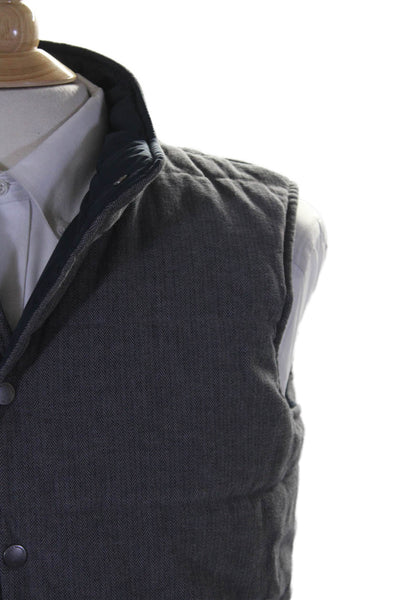 Brooks Brothers Mens Button Front Herringbone Vest Jacket Gray Size Medium