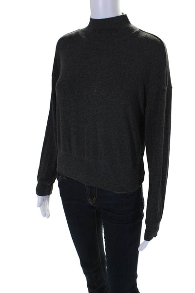 Velvet Womens Stretch High Neck Long Sleeve Pullover Knit Top Gray Size M