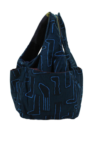 Camper By Masaru Suzuki Womens Abstract Print Open Front Shoulder Handbag Blue