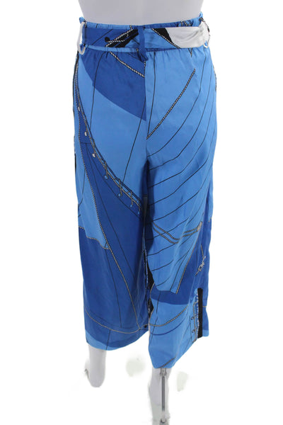 J Crew Women's Hook Closure Belted Straight Leg Dress Pants Blue Size 4