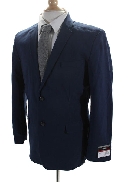 Van Heusen Mens Long Sleeve Notch Lapel Two Blazer Wool Blue 20 Husky