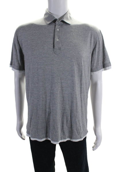 Brunello Cucinelli Mens Regular Fit Short Sleeves Polo Shirr Gray White Size Sma