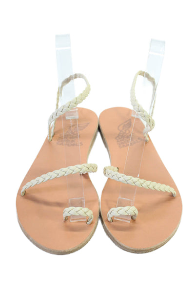 Ancient Greek Sandals Womens Leather Braided Slingbacks Sandals White Size 35 5