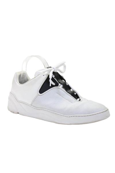 Dior Mens Lace Up Round Toe Low Top Sneakers White Leather Size 41.5