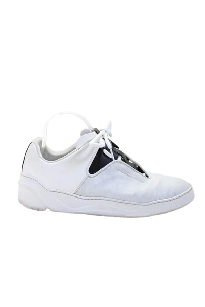 Dior Mens Lace Up Round Toe Low Top Sneakers White Leather Size 41.5