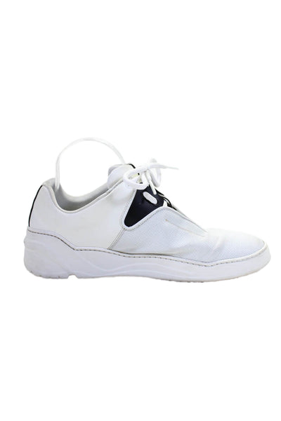 Dior Mens Lace Up Round Toe Low Top Sneakers White Leather Size 41.5