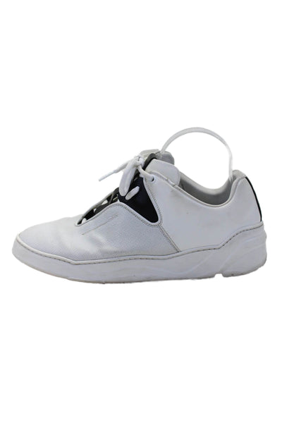 Dior Mens Lace Up Round Toe Low Top Sneakers White Leather Size 41.5