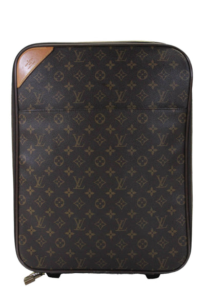 Louis Vuitton Womens Brown Leather Monogram Zip Pegase Carry On Luggage