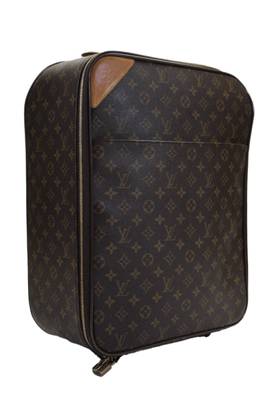 Louis Vuitton Womens Brown Leather Monogram Zip Pegase Carry On Luggage