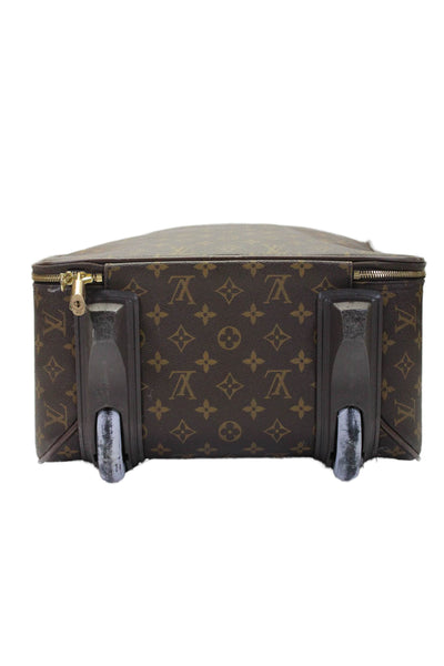 Louis Vuitton Womens Brown Leather Monogram Zip Pegase Carry On Luggage