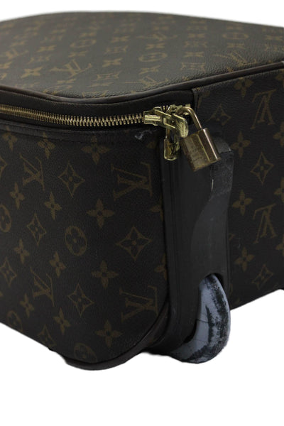 Louis Vuitton Womens Brown Leather Monogram Zip Pegase Carry On Luggage