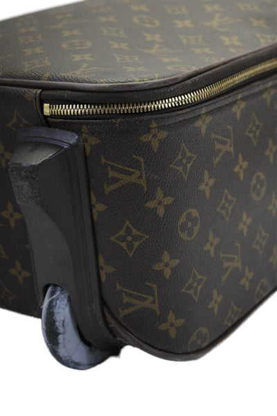 Louis Vuitton Womens Brown Leather Monogram Zip Pegase Carry On Luggage