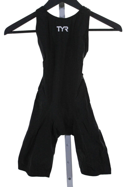 TYR Womens Stretch Round Neck Sleeveless Shortjohn One Piece Black Size 28