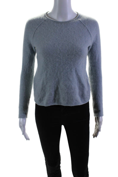 Theory Womens Long Sleeve Crew Neck Cashmere Sweater Blue Size Petite