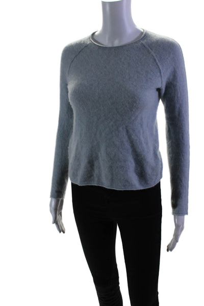 Theory Womens Long Sleeve Crew Neck Cashmere Sweater Blue Size Petite