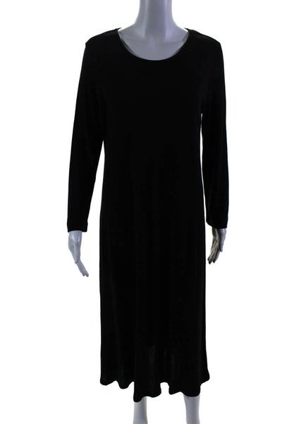 Eileen Fisher Womens Long Sleeve Scoop Neck Knit Shirt Dress Black Size Small